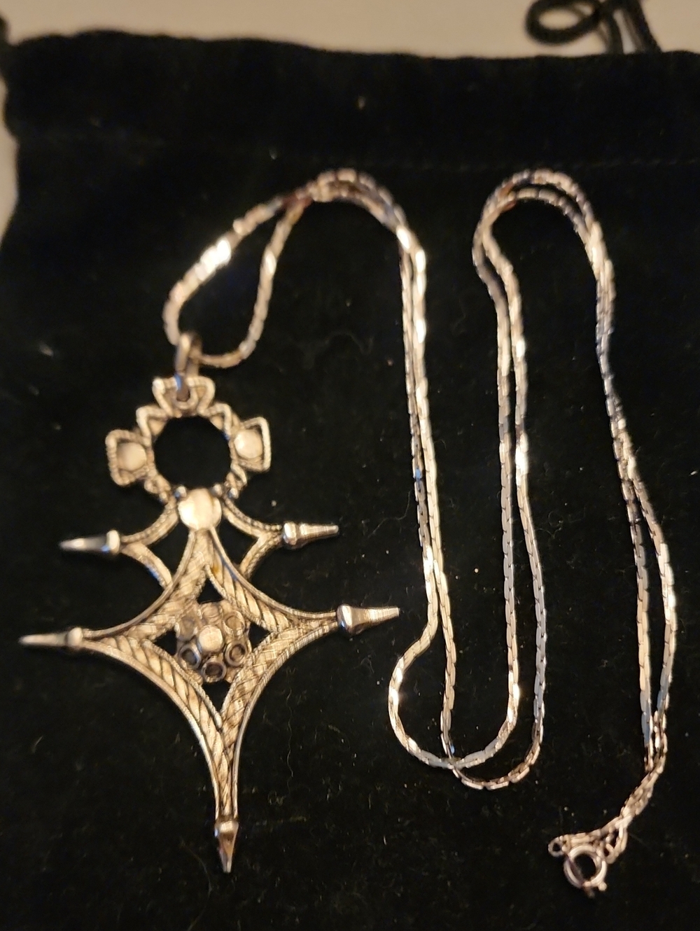 Sterling Silver Intricate Filigree Pendant Necklace - Silver